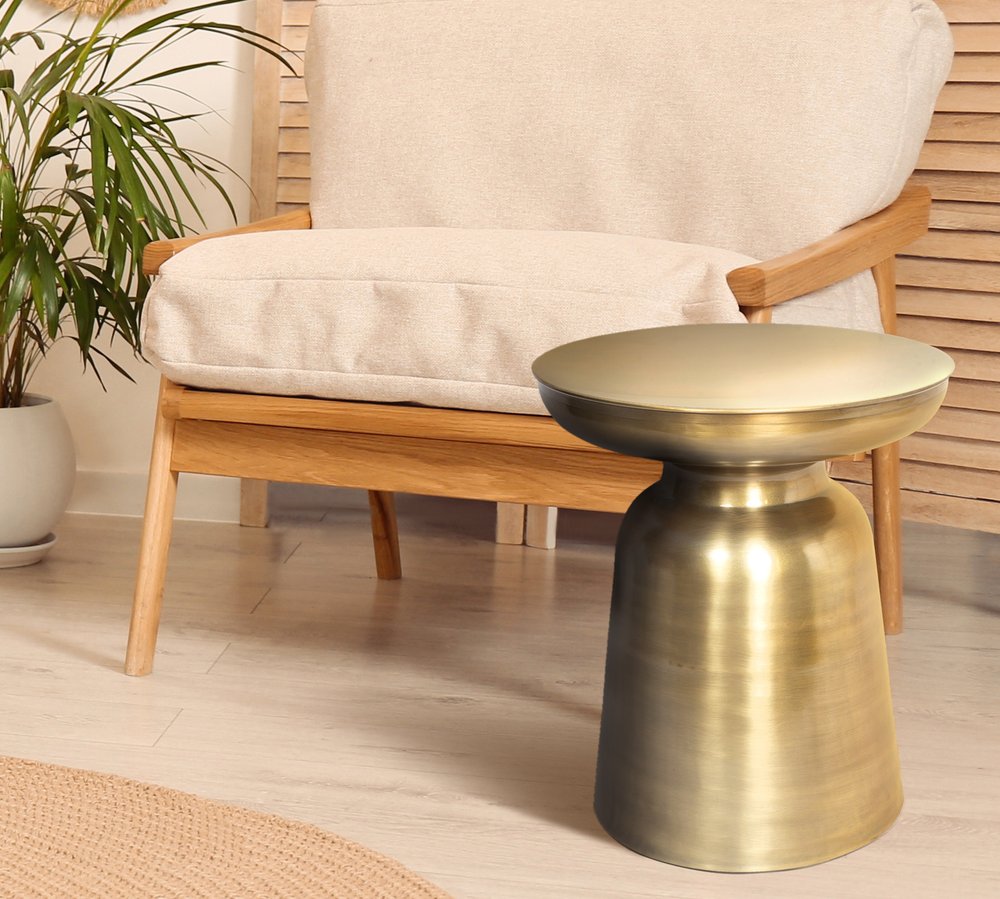 Gold Iron Round End Table - 19-inch