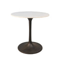 White and Black Rounded Marble and Iron Pedestal Base Dining Table