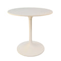 White Rounded Marble and Iron Pedestal Base Dining Table - 30-inch