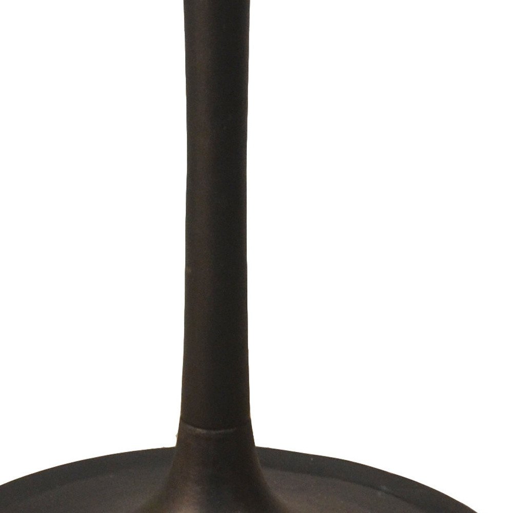 White and Black Rounded Marble and Iron Pedestal Base Dining Table