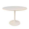 White Rounded Marble and Iron Pedestal Base Dining Table - 40-inch