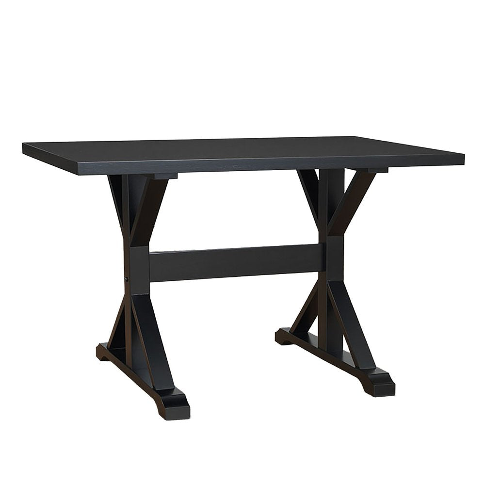 Black Solid Wood Trestle Base Dining Table - 48-inch