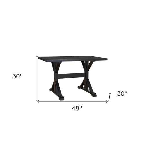 Black Solid Wood Trestle Base Dining Table - 48-inch