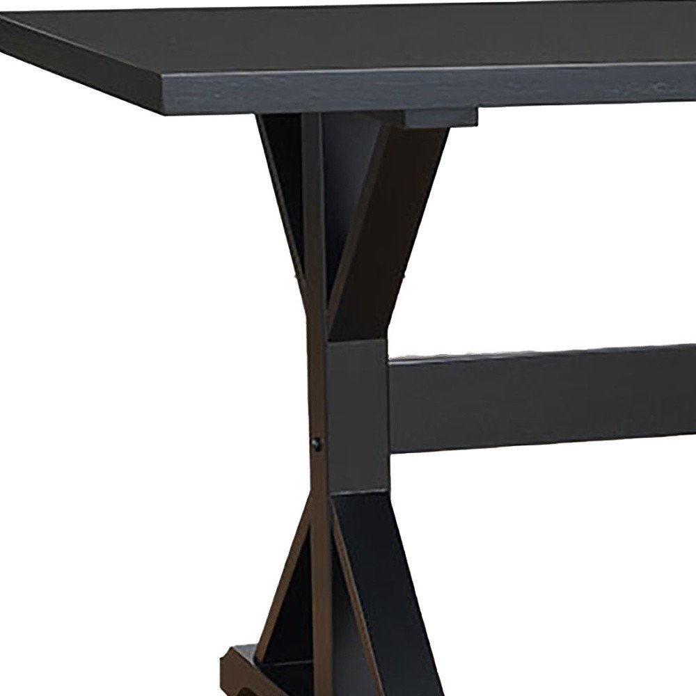 Black Solid Wood Trestle Base Dining Table - 48-inch