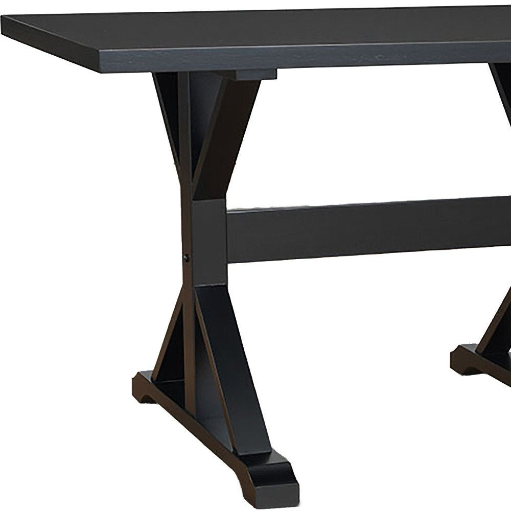 Black Solid Wood Trestle Base Dining Table - 48-inch