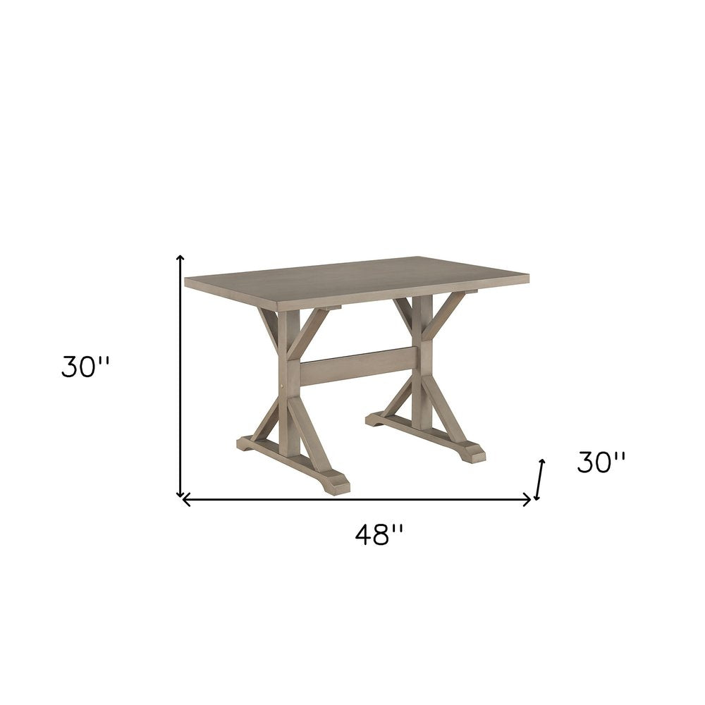 Gray Solid Wood Trestle Base Dining Table - 48-inch