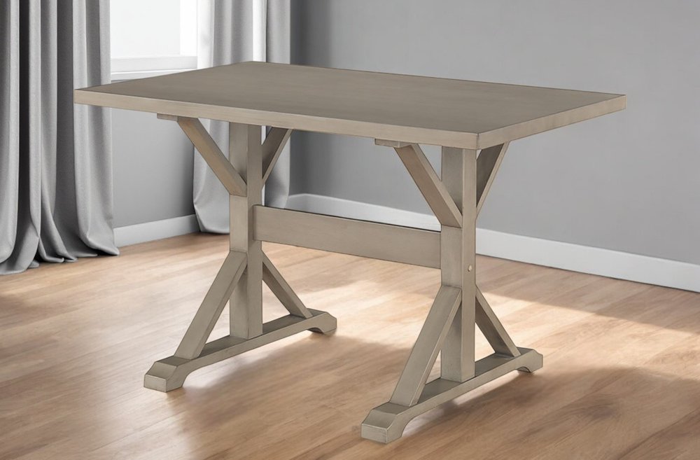 Gray Solid Wood Trestle Base Dining Table - 48-inch