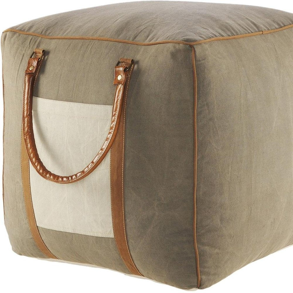 Gray Cotton Blend Ottoman - 20-inch