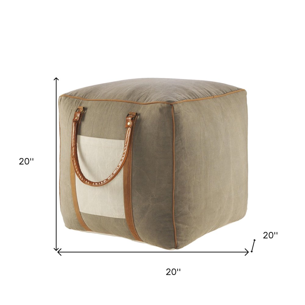 Gray Cotton Blend Ottoman - 20-inch