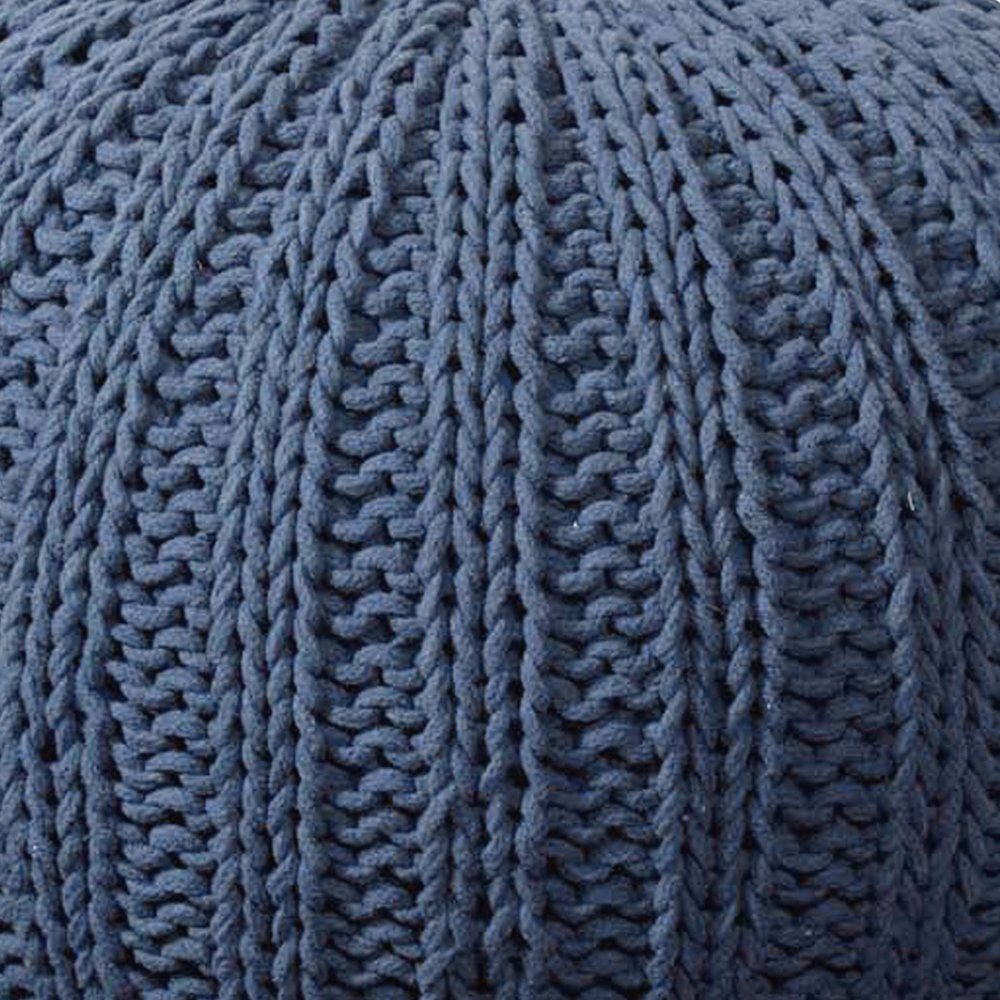 Gray Cotton Round Pouf Ottoman - 20-inch