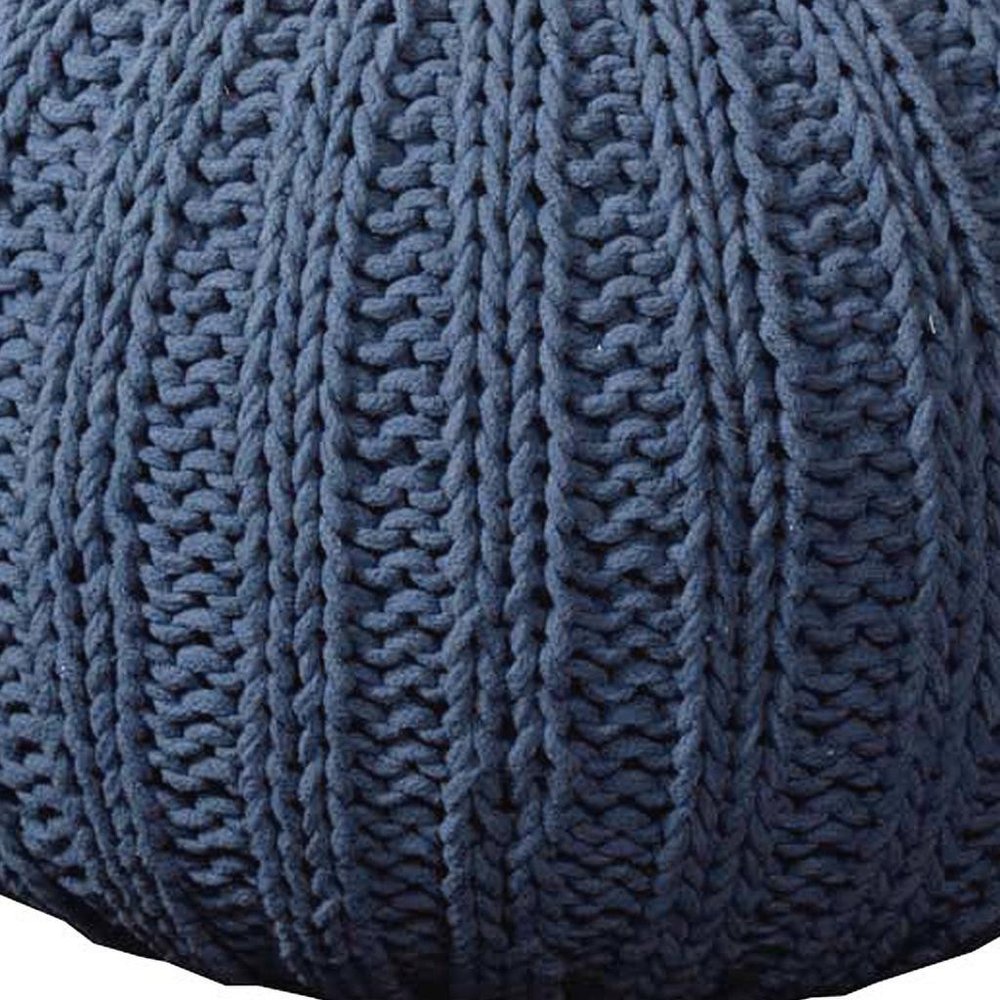Gray Cotton Round Pouf Ottoman - 20-inch