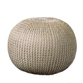 Gold Cotton Round Pouf Ottoman - 20-inch