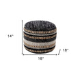 Black Striped Pouf Ottoman - 18-inch