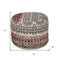 Rainbow and Gray Geometric Cylinder Pouf Ottoman - 18-inch