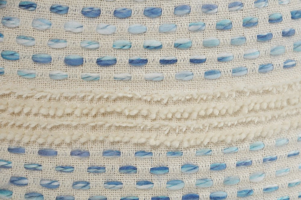Blue Cotton Blend Ottoman - 18-inch