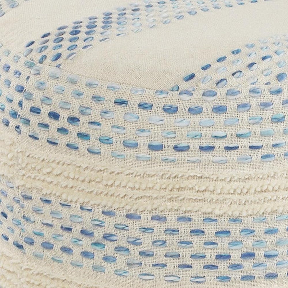 Blue Cotton Blend Ottoman - 18-inch