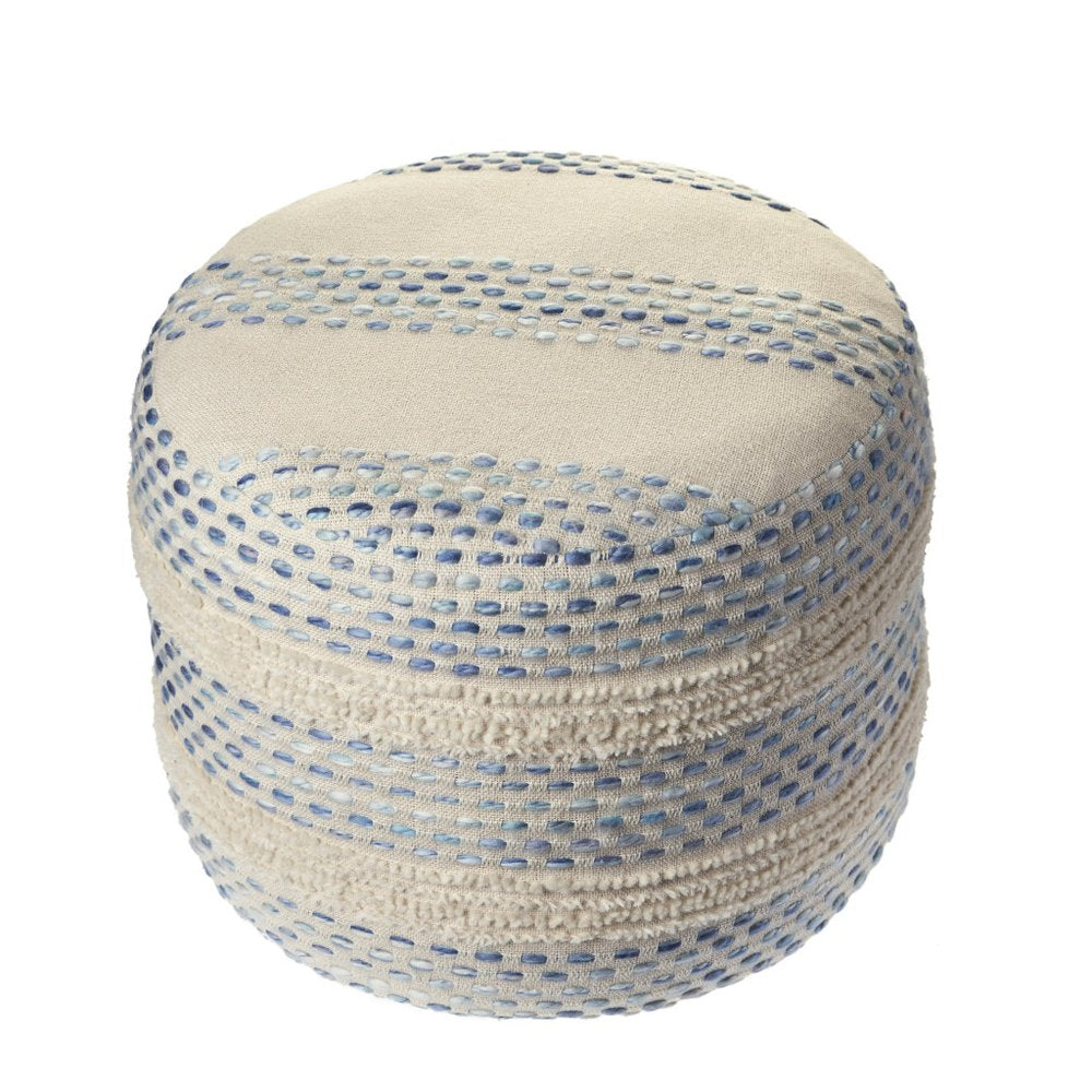 Blue Cotton Blend Ottoman - 18-inch
