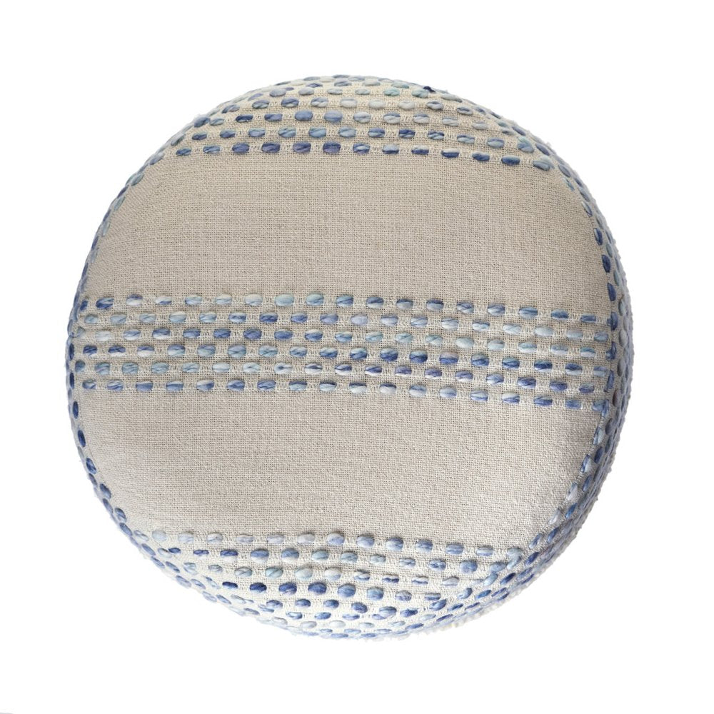 Blue Cotton Blend Ottoman - 18-inch