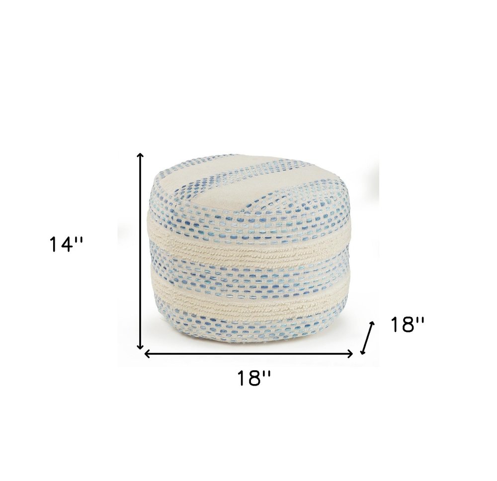 Blue Cotton Blend Ottoman - 18-inch