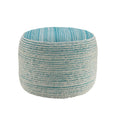 Blue Fabric Cylinder Striped Pouf Ottoman - 18-inch