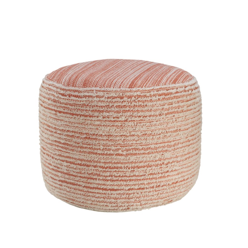 Blue Fabric Cylinder Striped Pouf Ottoman - 18-inch