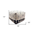 Natural and Navy Blue Cotton Medallion Pouf Ottoman - 18-inch