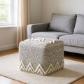 Gray Upholstery Pouf Ottoman - 16-inch