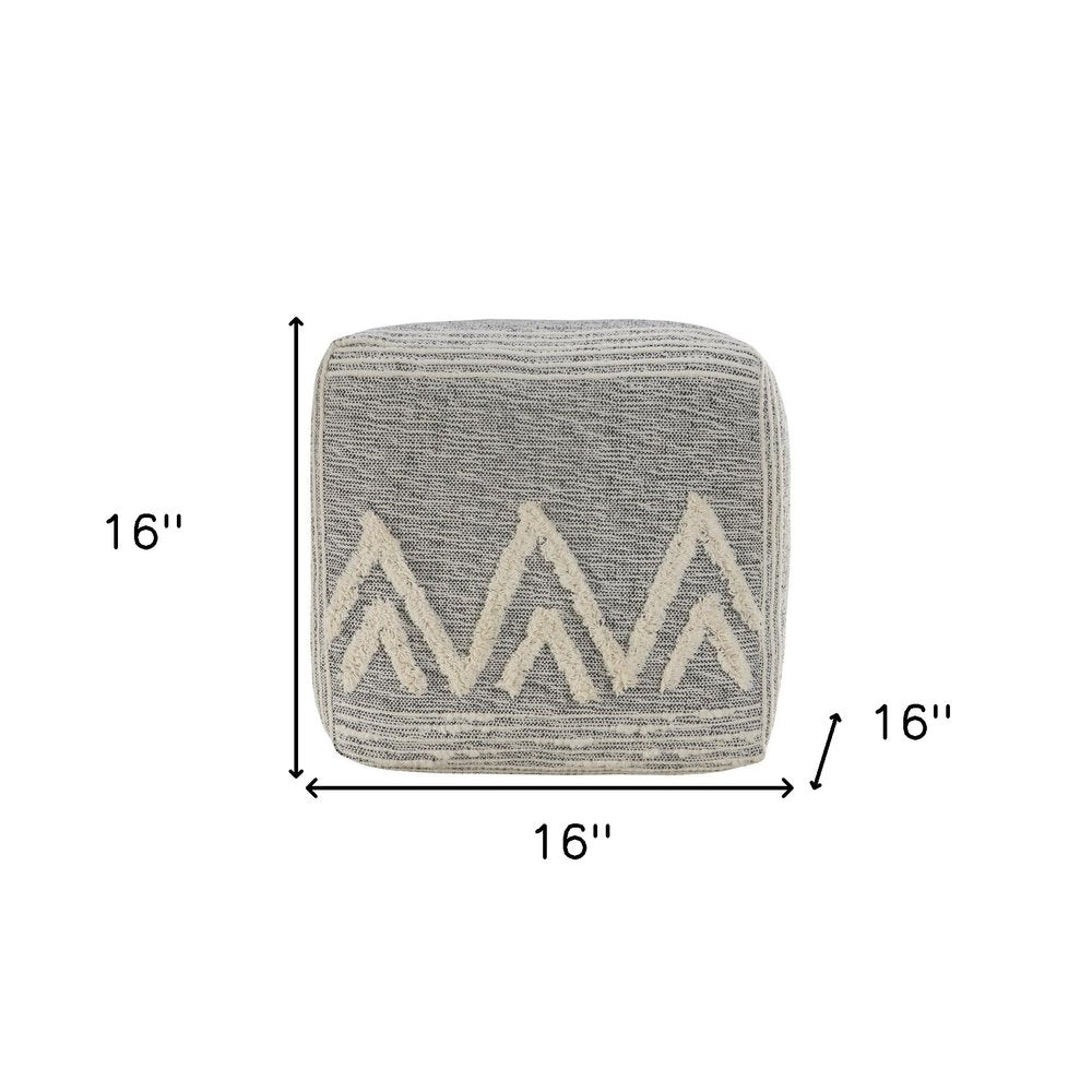Gray Upholstery Pouf Ottoman - 16-inch