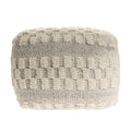 Beige Geometric Pouf Ottoman - 18-inch