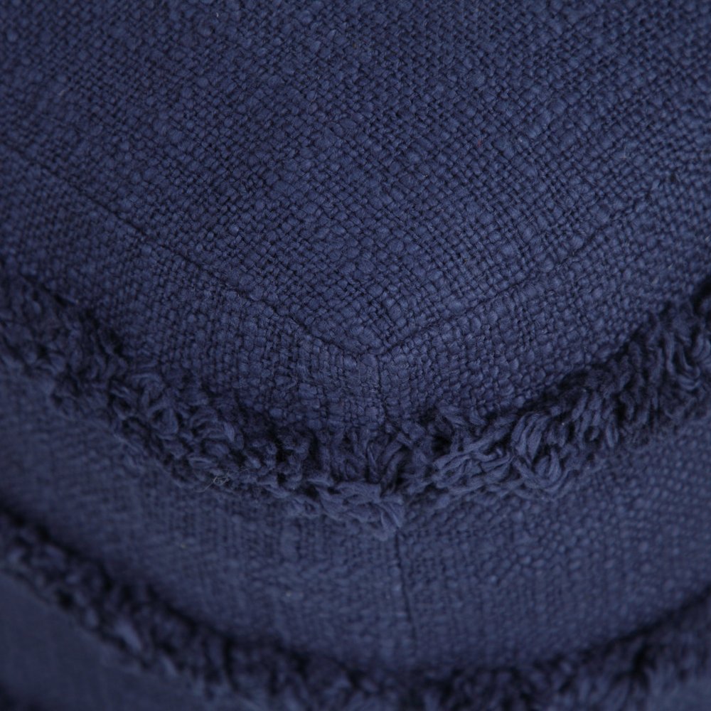 Blue Cotton Striped Pouf Ottoman - 18-inch