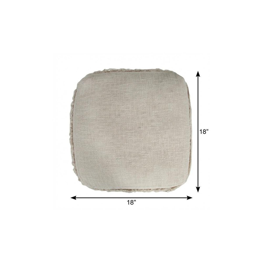 Blue Cotton Striped Pouf Ottoman - 18-inch