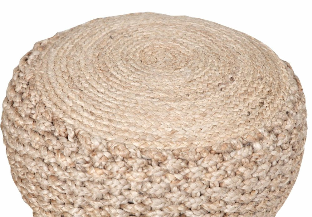 Tan Round Geometric Pouf Ottoman - 20-inch