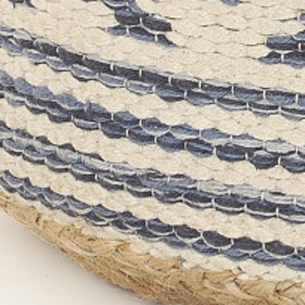 Blue Cylinder Geometric Pouf Ottoman - 18-inch