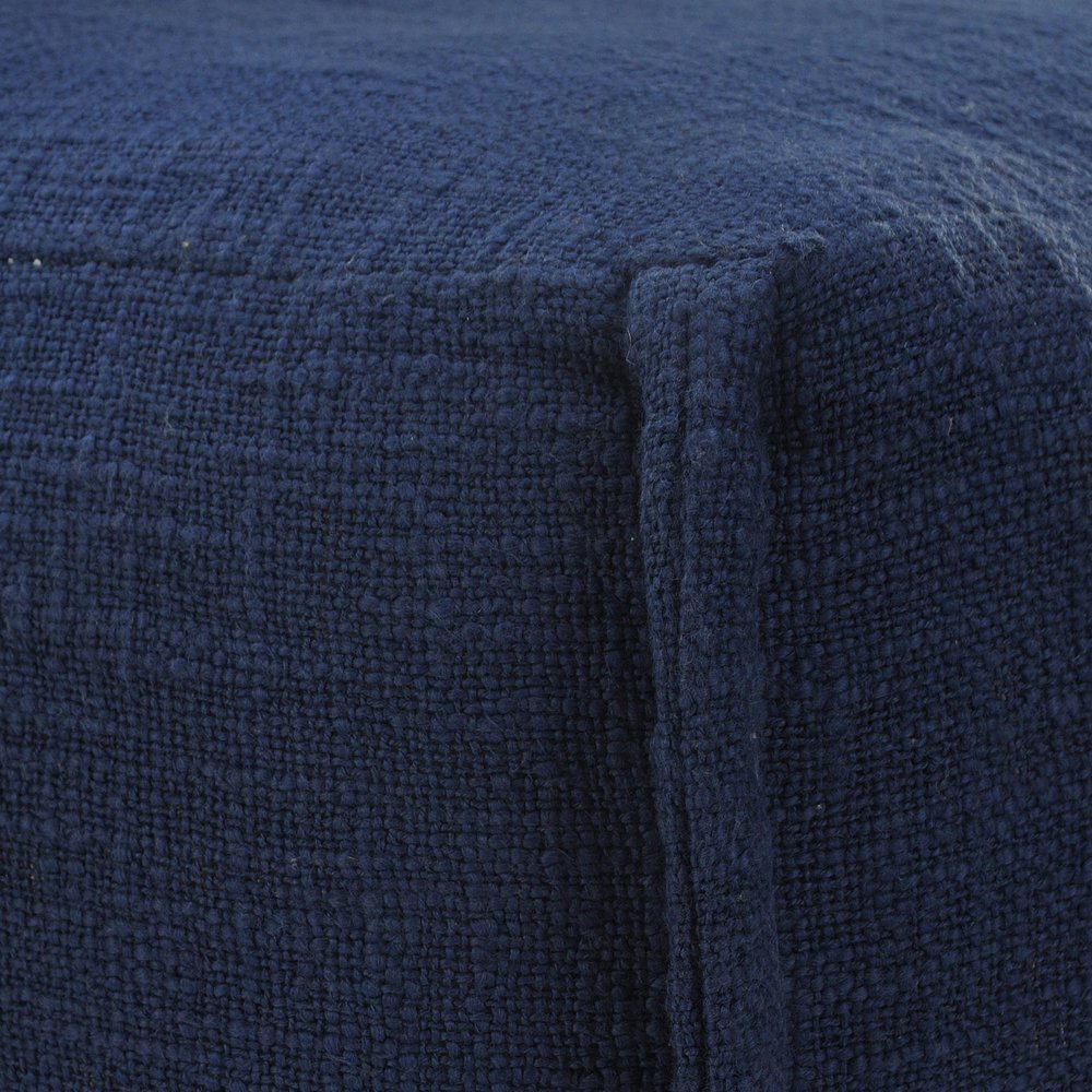 Blue Cotton Patchwork Pouf Ottoman - 18-inch