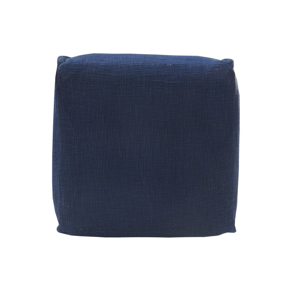 Blue Cotton Patchwork Pouf Ottoman - 18-inch