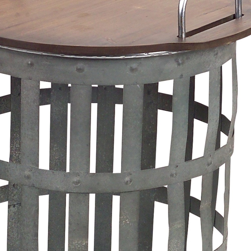 Set of Two 16 Grey and Brown Round End Tables