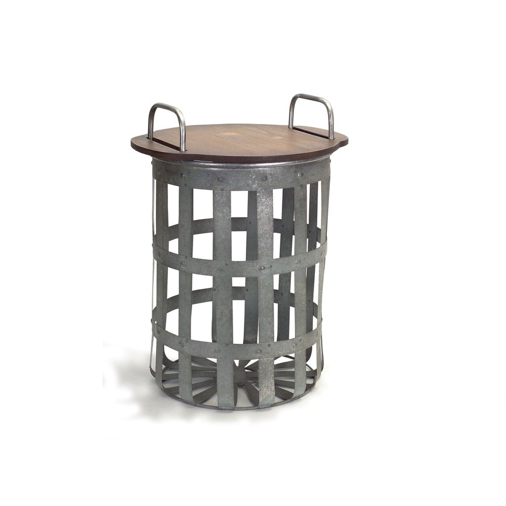 Set of Two 16 Grey and Brown Round End Tables