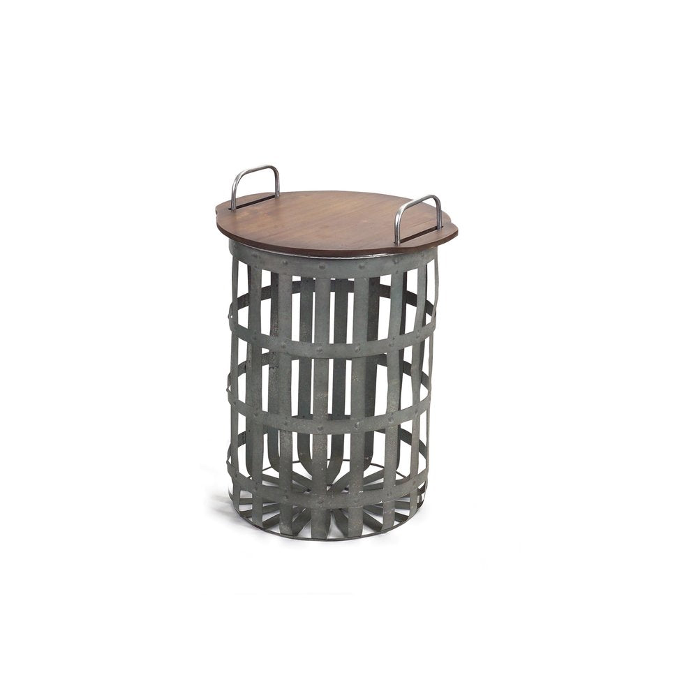 Set of Two 16 Grey and Brown Round End Tables