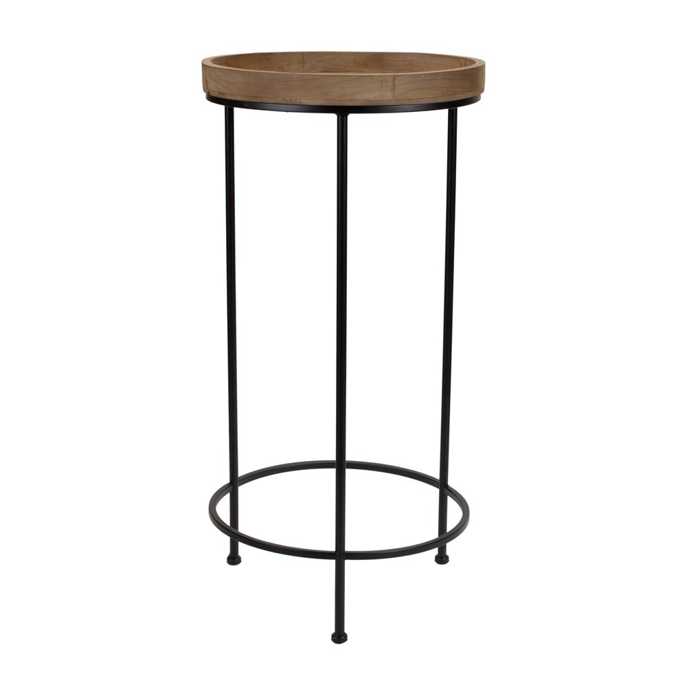 Set of Three 29 Black and Brown Round End Tables