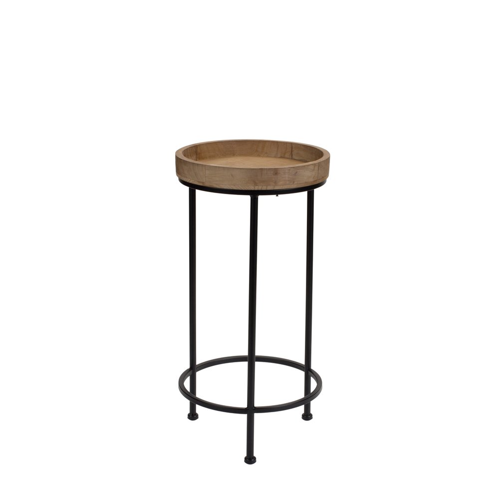 Set of Three 29 Black and Brown Round End Tables