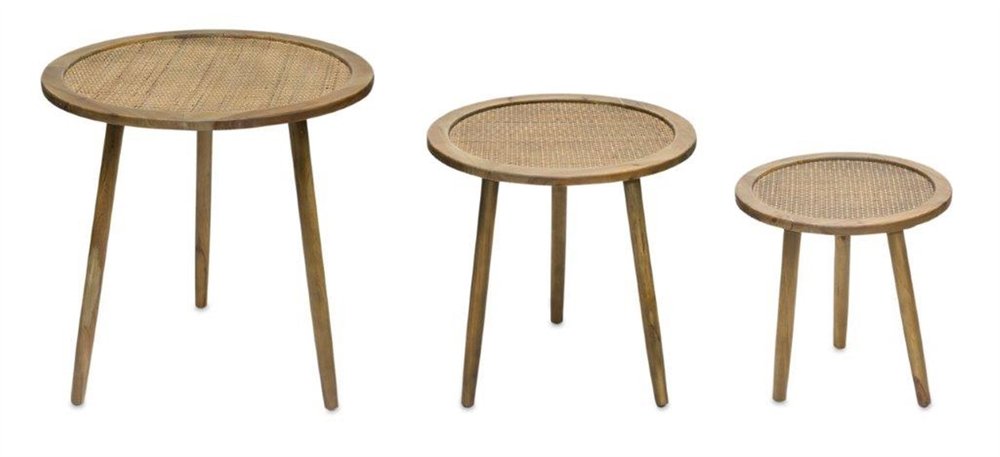 Set of Three 24 Brown Round End Tables