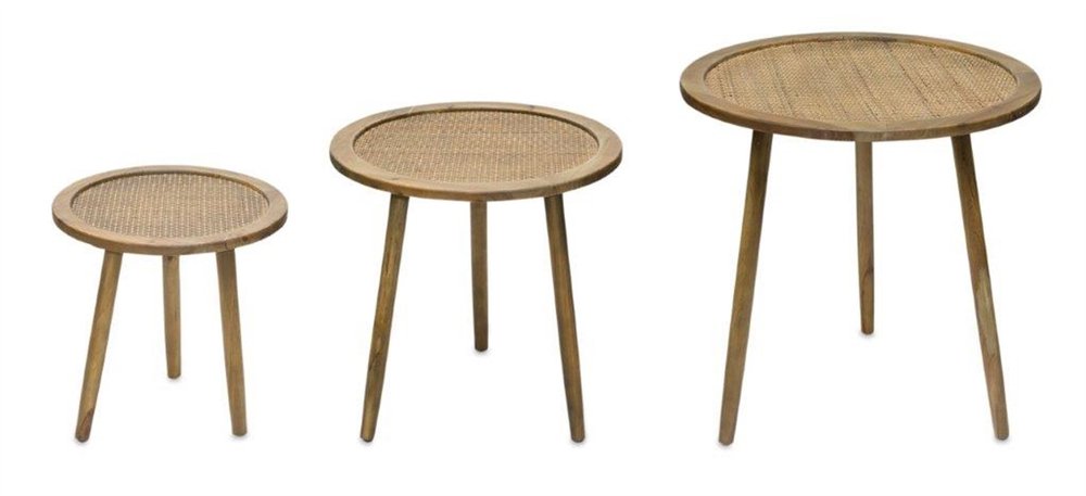 Set of Three 24 Brown Round End Tables