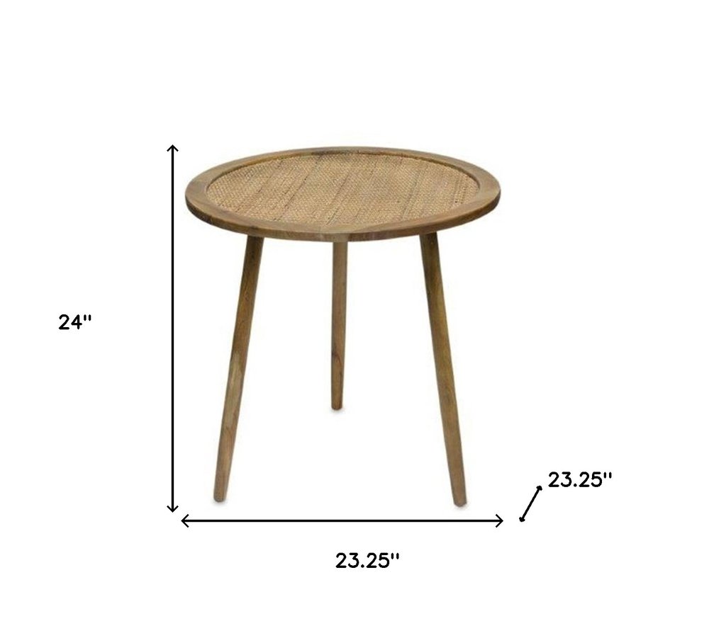 Set of Three 24 Brown Round End Tables