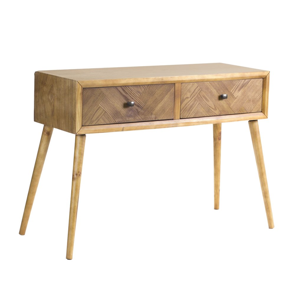 Brown End Table with Two Drawers - 47-inch