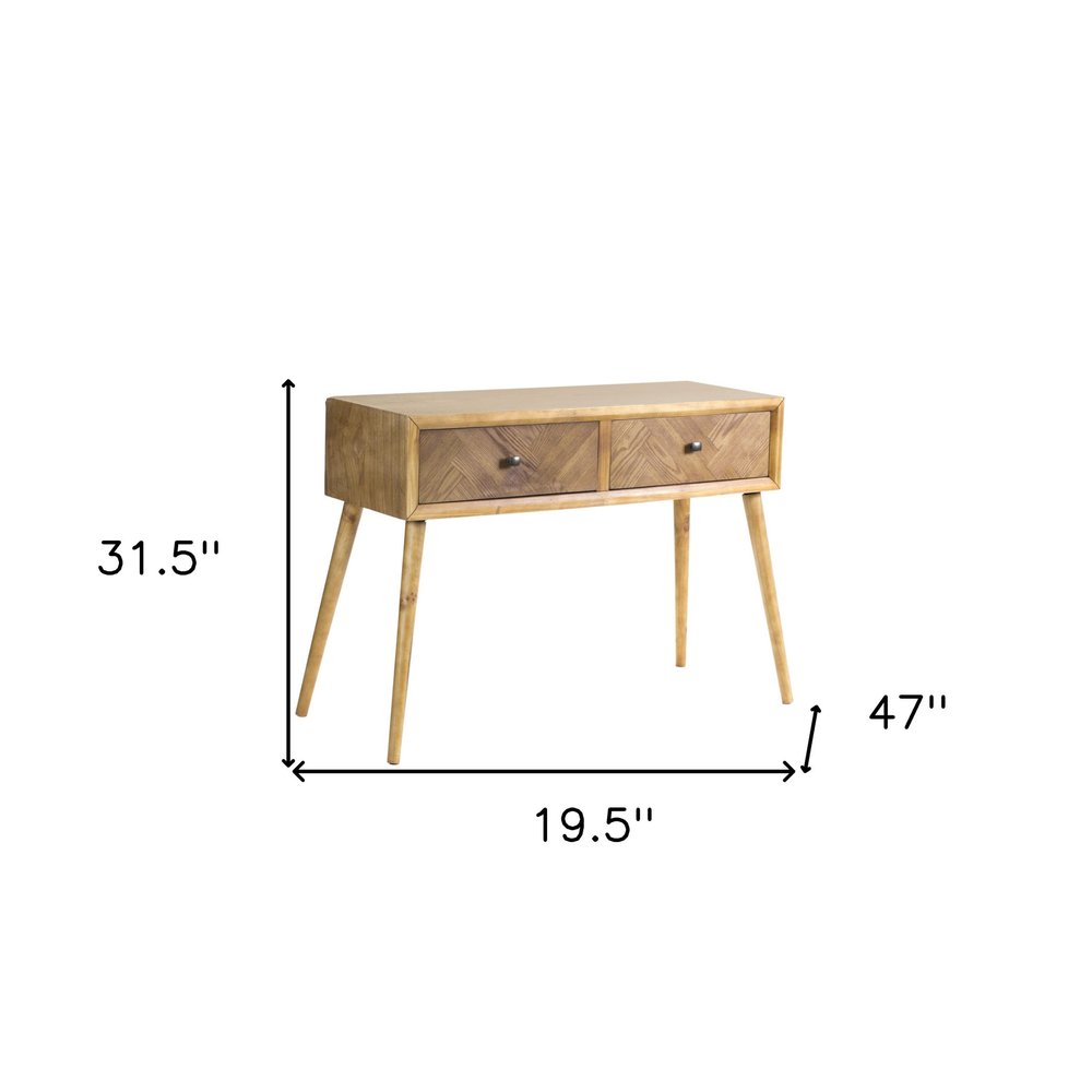 Brown End Table with Two Drawers - 47-inch