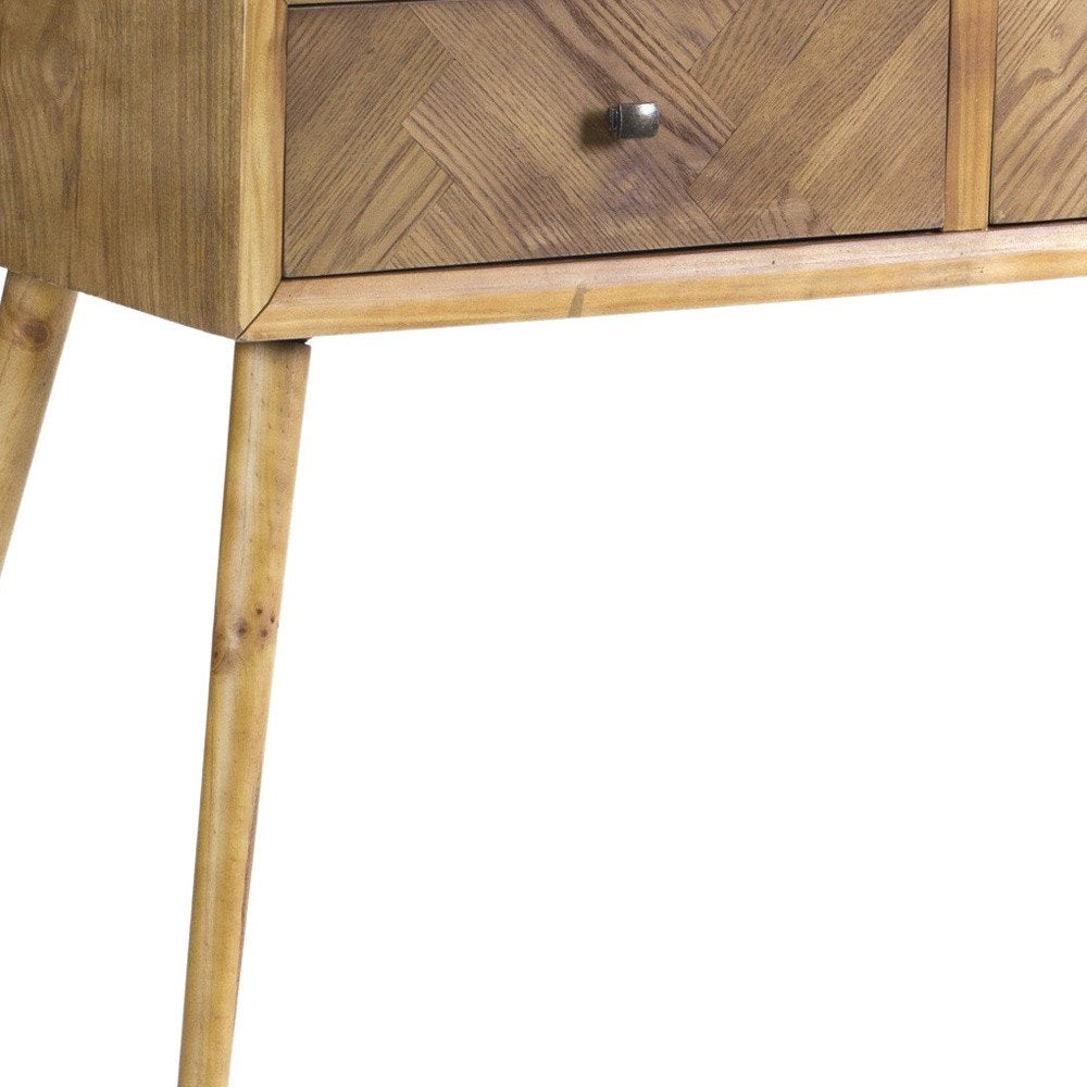 Brown End Table with Two Drawers - 47-inch