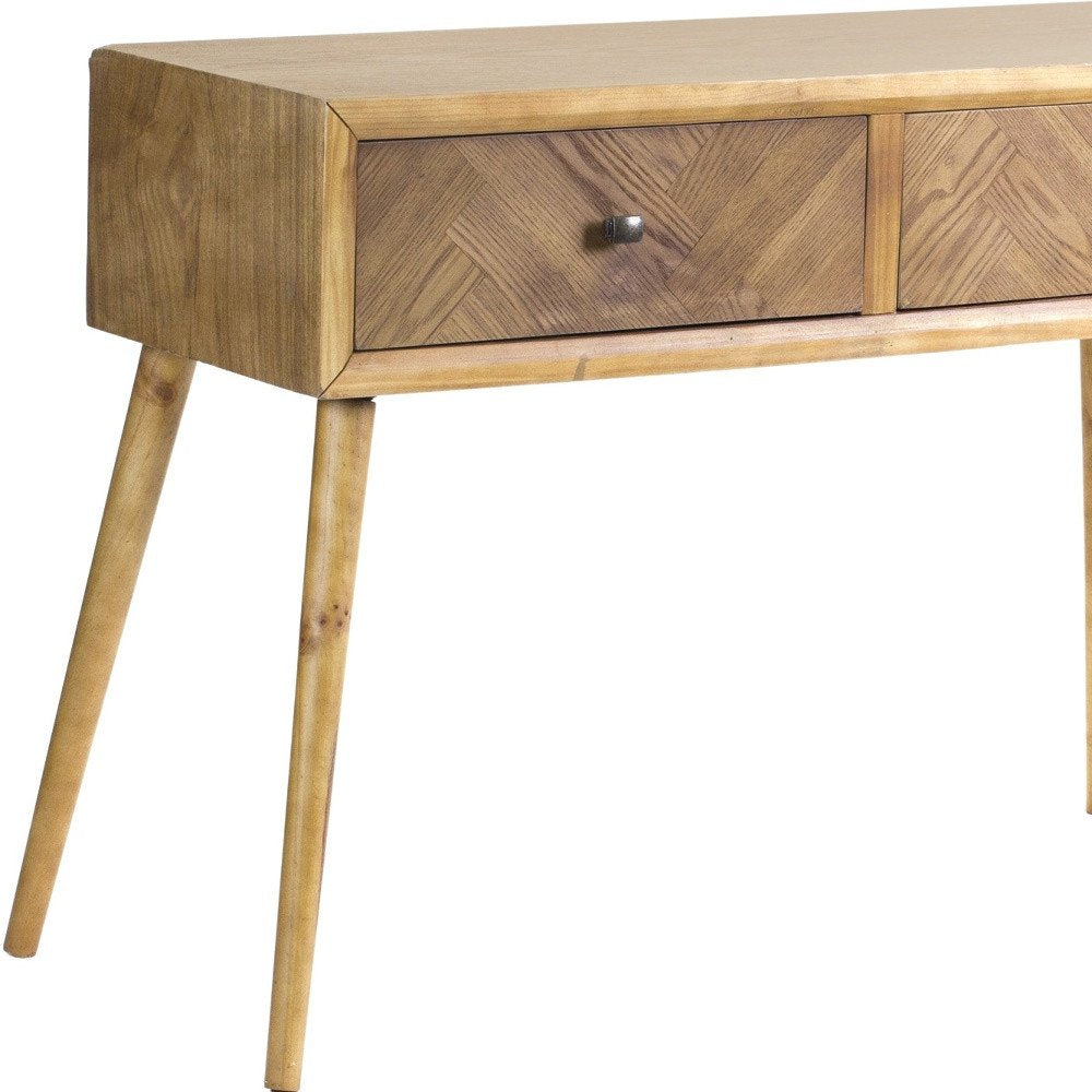 Brown End Table with Two Drawers - 47-inch