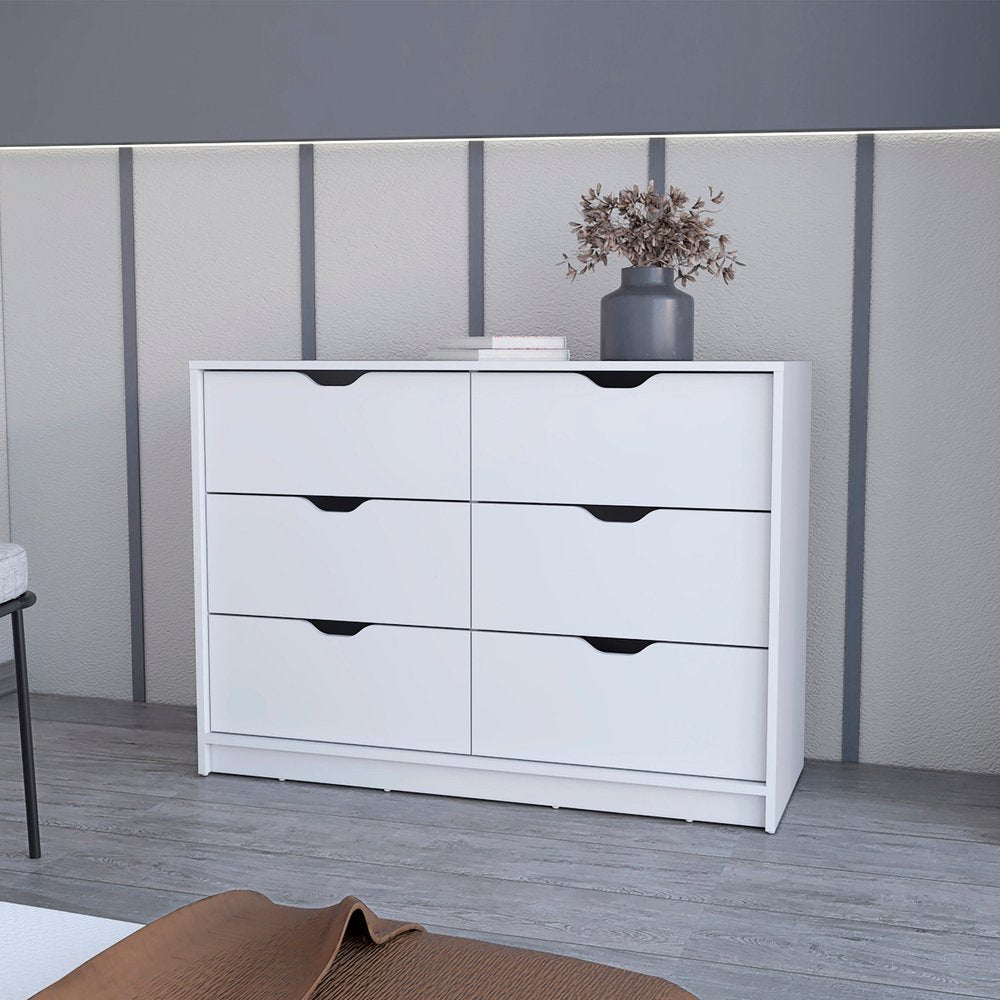 White Six Drawer Dresser - 42-inch