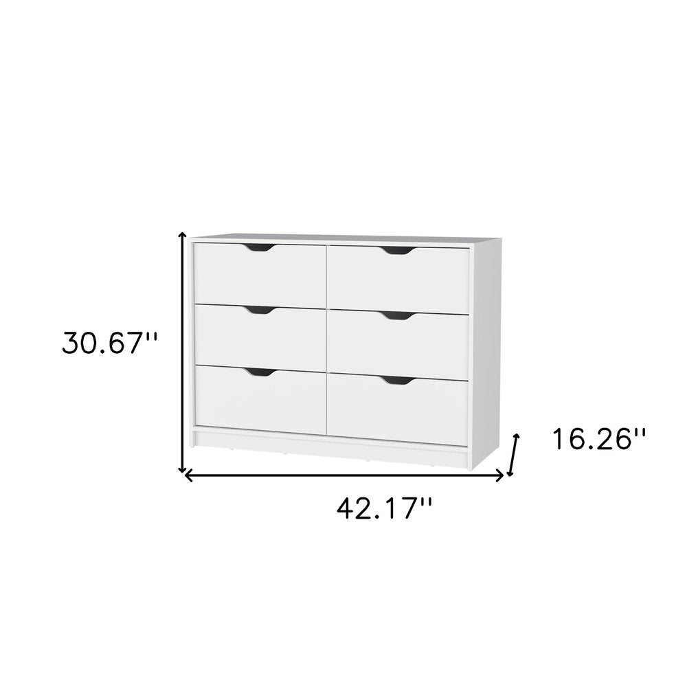 White Six Drawer Dresser - 42-inch