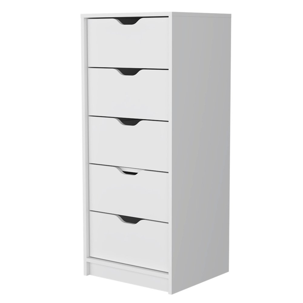 White Five Drawer Dresser - 18-inch
